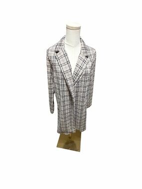 Melloday Open Front Gray Plaid Cardigan Cover - Sz Small